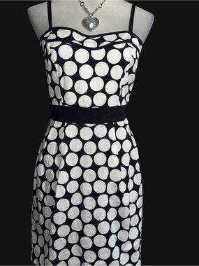 Heart & soul Black and White Polka Dot Midi Dress